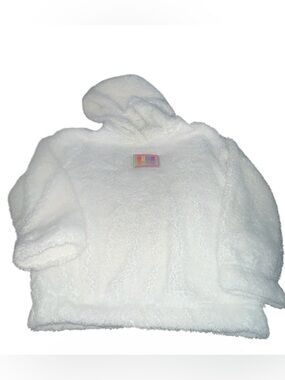 Puma White Plush Hooded Kids Sweatshirt